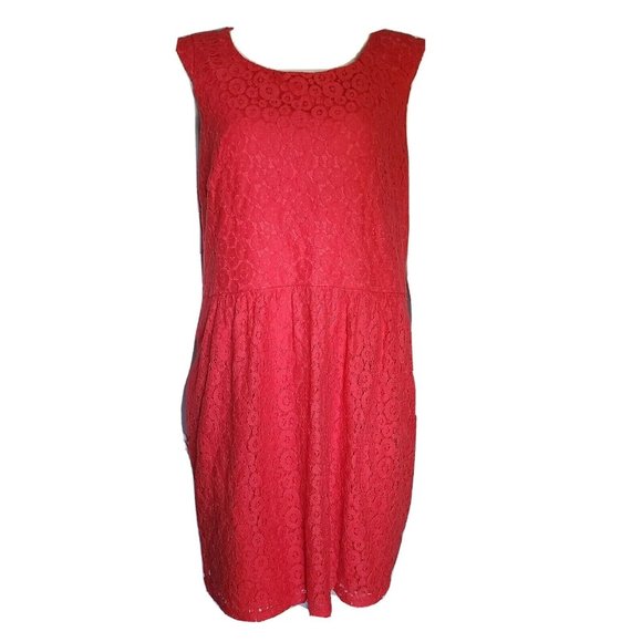 TIANA B. Solid All Pink Lace Overlay Sleeveless Zip Back Dress Womens Size 18 - Picture 1 of 9